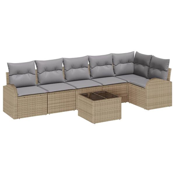 vidaXL Gartensofa-set 7 pcs Beige Poly-Rattan