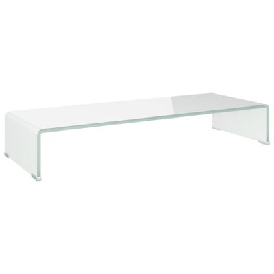 vidaXL TV-Tisch/Bildschirmerhöhung Glas Weiß 80x30x13 cm