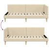 vidaXL Eckbettgestell Creme 100 cm x 200 cm Stoff und Sperrholz