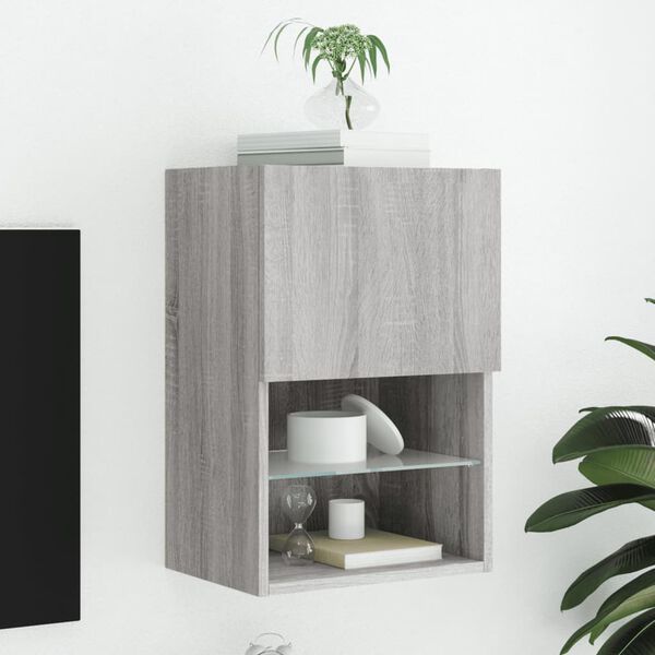 vidaXL TV-Schrank mit LED-Leuchten Grau Sonoma 40,5x30x60 cm