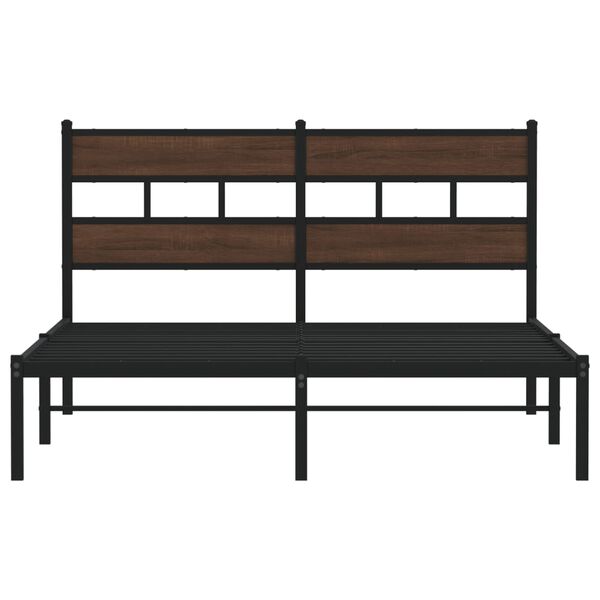 vidaXL Bettgestell ohne Matratze mit Kopfteil Braun Eiche 137x190 cm