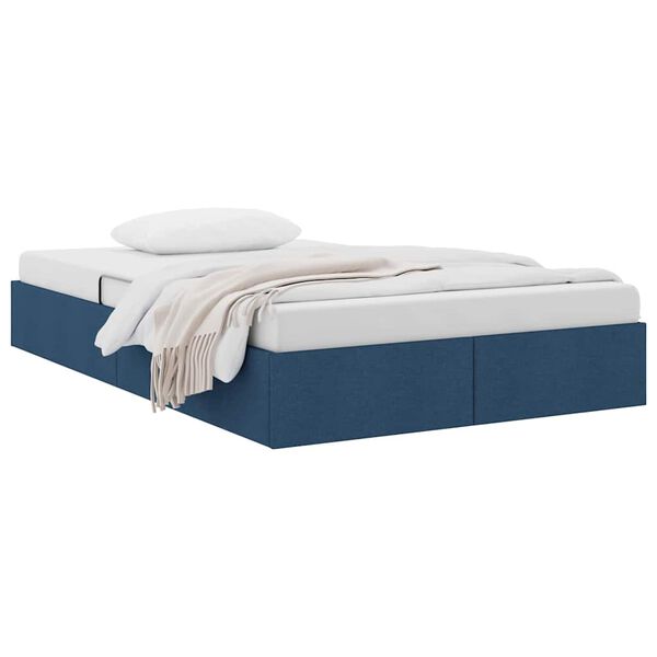vidaXL Aufbewahrungsbett mit Kopfteil Blau 120 x 200 cm Stoff