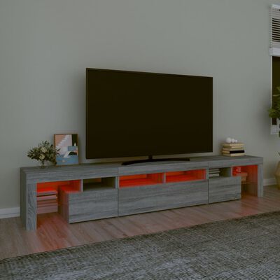 vidaXL TV-Schrank mit LED-Leuchten Grau Sonoma 230x36,5x40 cm