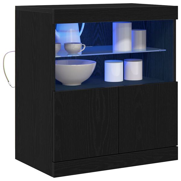 vidaXL LED-Sideboard Schwarz 60,5 x 37 x 67 cm Holzwerkstoff