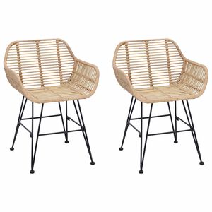 vidaXL Esszimmerstuhl 2 stk. Rattan und Eisen Natur 55 x 50 x 74 cm