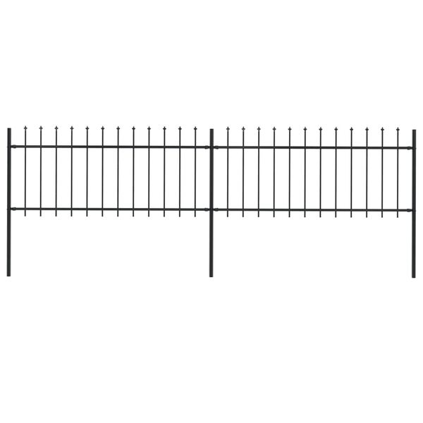 vidaXL Gartenzaun mit Speerspitze Stahl 359 x 80 cm Schwarz