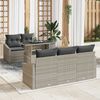 vidaXL Garten-Sofa-Set mit Kissen 6 pcs Hellgrau Poly-Rattan