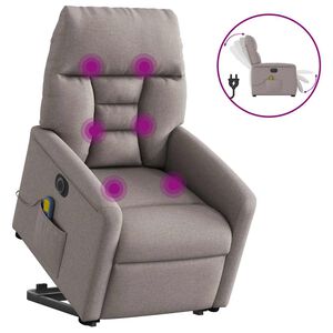 vidaXL Elektrischer Massagesessel mit Aufstehhilfe Taupe Stoff