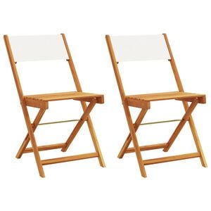 vidaXL Klappst&uuml;hle, 2 St&uuml;ck, cremewei&szlig;, massives Akazienholz und Stoffbezug