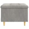 vidaXL Knopf Hocker mit Kissen Hellgrau 60 x 60 x 45 cm Samt