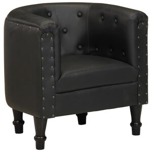 vidaXL Sessel Schwarz Echtleder