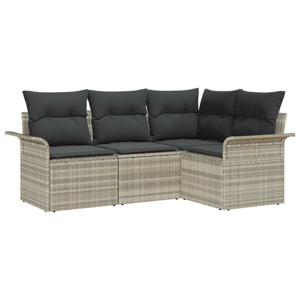 vidaXL Gartensofa-set mit Speicher 4 pcs Hellgrau Poly-Rattan