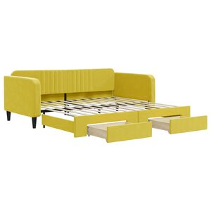 vidaXL Tagesbett Ausziehbar mit Schubladen Gelb 100x200 cm Samt