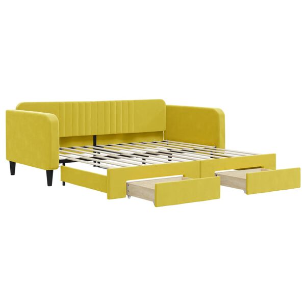 vidaXL Tagesbett Ausziehbar mit Schubladen Gelb 100x200 cm Samt