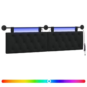 vidaXL H&auml;ngendes Kopfteil Mit LED Licht Schwarz Stoff