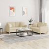 vidaXL 2-tlg. Sofagarnitur mit Kissen Creme Stoff