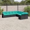 vidaXL 10-tlg. Garten-Sofagarnitur mit Kissen Schwarz Poly Rattan