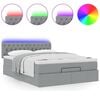 vidaXL Ottoman-Bett mit Matratze & LEDs Hellgrau 140x200 cm Stoff