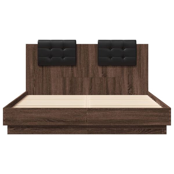 vidaXL Bettgestell mit Kopfteil Braun Eichen-Optik 150x200 cm