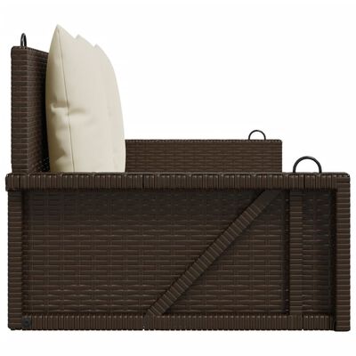 vidaXL Hängebank mit Kissen Braun 119x56x48 cm Poly Rattan