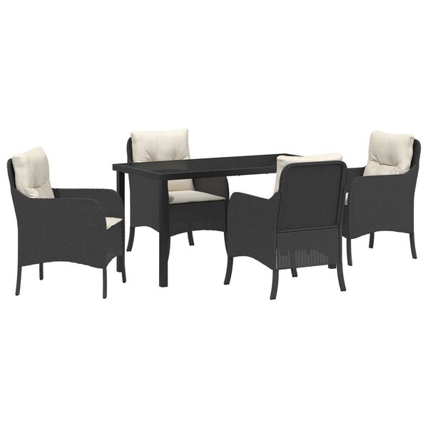vidaXL Garten Essgruppe mit Kissen 5 pcs Schwarz Poly-Rattan