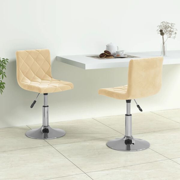 vidaXL Esszimmerst&uuml;hle 2 Stk. Drehbar Creme Samt