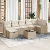 vidaXL Garten-Sofa-Set mit Kissen mit Speicher 8 pcs Beige Poly Rattan