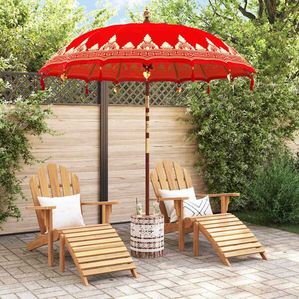 vidaXL Balinesischer Sonnenschirm mit Sockel Rot 215 x 215 x 260 cm