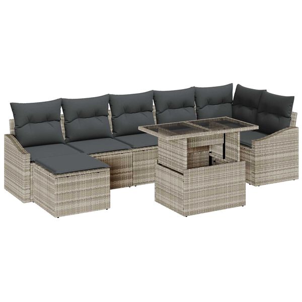 vidaXL Garten-Sofa-Set mit Kissen 8 pcs Hellgrau und Dunkelgrau