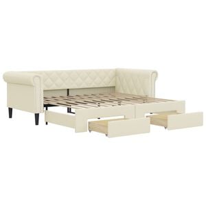 vidaXL Tagesbett Ausziehbar mit Schubladen Creme 90x200 cm Kunstleder