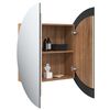 vidaXL Badezimmerschrank mit Rundem Spiegel & LED Eichen-Optik
