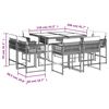 vidaXL 9-tlg. Garten-Essgruppe mit Kissen Grau Poly Rattan