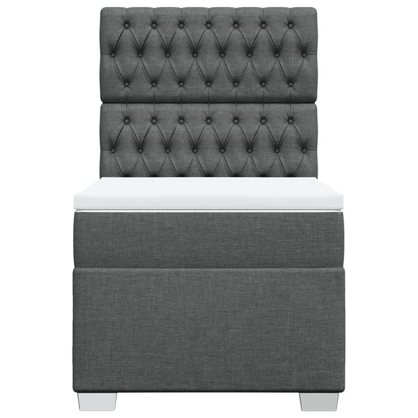vidaXL Boxspringbett mit Matratze Dunkelgrau 90x190 cm Stoff