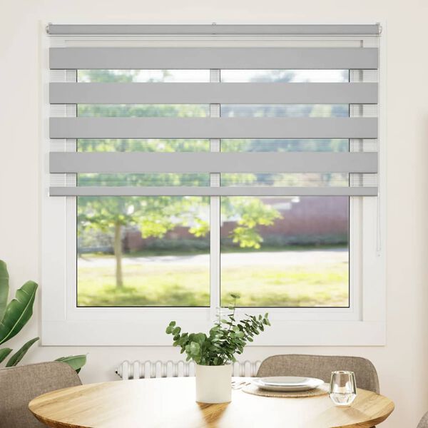 vidaXL Doppelrollo Hellgrau 140x100 cm Stoffbreite 135,9 cm Polyester