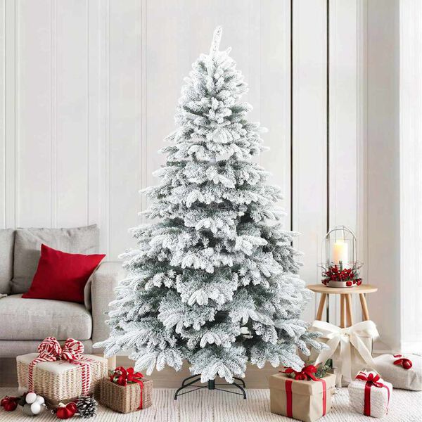 vidaXL K&uuml;nstlicher Scharnier-Weihnachtsbaum schneebedeckt Wei&szlig; 210 cm