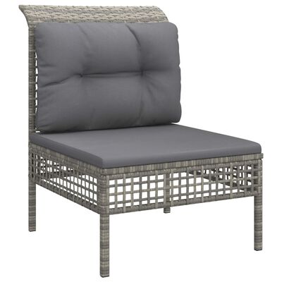 vidaXL 9-tlg. Garten-Lounge-Set mit Kissen Grau Poly Rattan