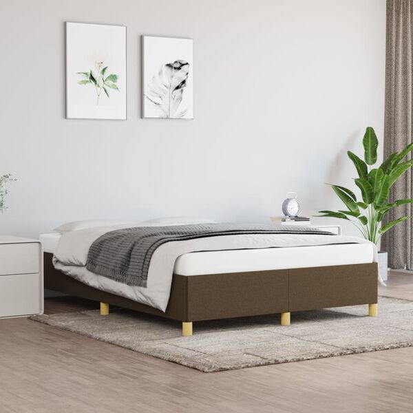 vidaXL Bettgestell ohne Matratze Dunkelbraun 140x200 cm Stoff