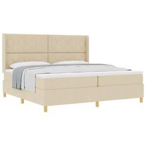 vidaXL Boxspringbett mit Kopfteil Creme 200 x 200 cm Stoff