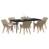 vidaXL Garten Essgruppe mit Kissen 7 pcs Beige Poly-Rattan