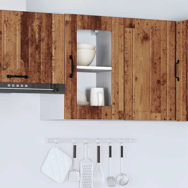 vidaXL K&uuml;chen-H&auml;ngeschrank mit Glast&uuml;r Lucca Altholz-Optik