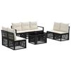 vidaXL Gartensofa-set 8 stk. Schwarz und Cremewei&szlig; Poly-Rattan