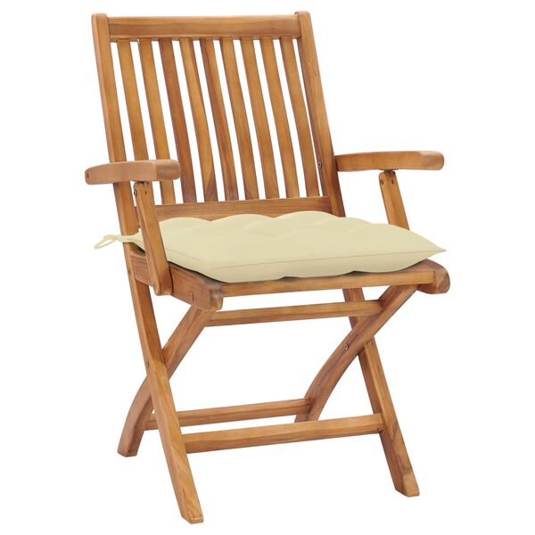 vidaXL Gartenst&uuml;hle 2 Stk. mit Cremewei&szlig;en Kissen Massivholz Teak