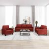 vidaXL 3-tlg. Sofagarnitur mit Kissen Weinrot Kunstleder