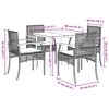 vidaXL 5-tlg. Garten-Essgruppe mit Kissen Grau Poly Rattan