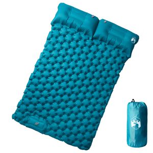 vidaXL Doppel-Isomatte mit Kissen Selbstaufblasend Blau