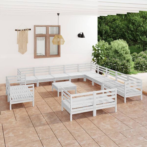 vidaXL 14-tlg. Garten-Lounge-Set Massivholz Kiefer Wei&szlig;