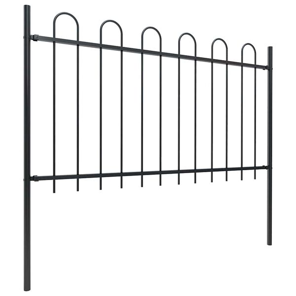 vidaXL Gartenzaun mit Rundbogen Stahl 1781,5 x 100 cm Schwarz