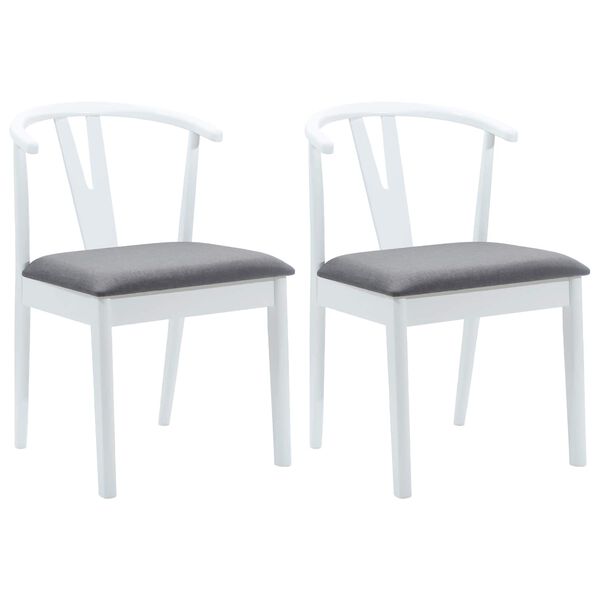 vidaXL Esszimmerstuhl 2 pcs Wei&szlig; und Grau Massives Gummiholz