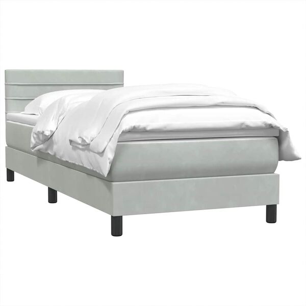 vidaXL Boxspringbett mit Matratze Hellgrau 100x210 cm Samt