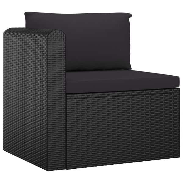 vidaXL 11-tlg. Garten-Lounge-Set mit Kissen Poly Rattan Schwarz